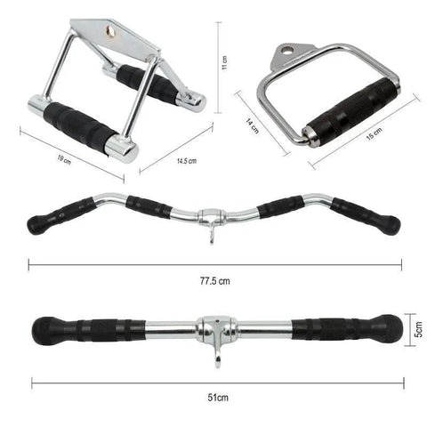 Close Grip Triangle Row Handle - Cable Pulley Attachment Gym Bar (1 Piece)