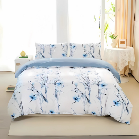 Dreamfields - Mist Floral Quilt Cover Set - (3pcs, Super King Size)