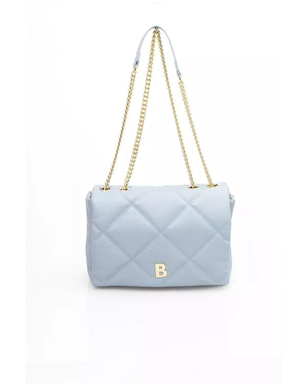 Flap Closure Leather Shoulder Bag with Internal Compartments and Golden Details One Size Women