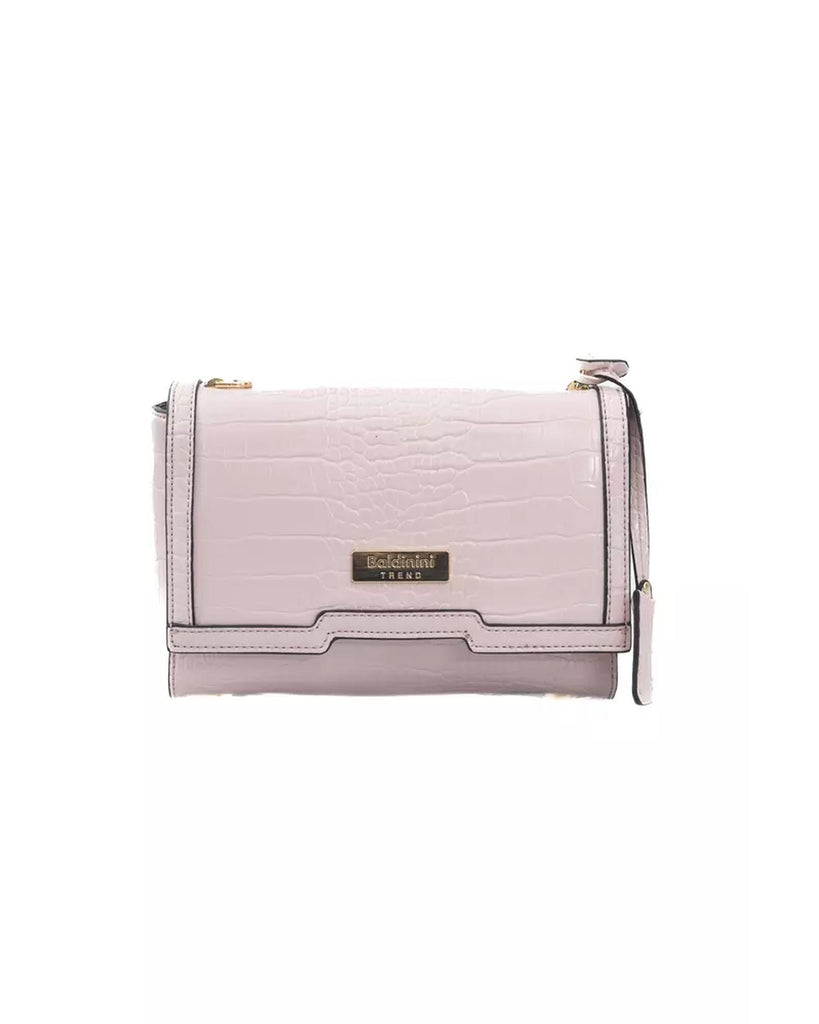Flap Closure Shoulder Bag with Internal Compartments and Golden Details One Size Women
