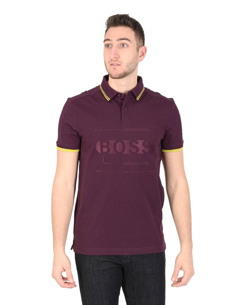 Hugo Boss Men's Medium Purple Cotton Blend Polo Shirt in Purple - XL