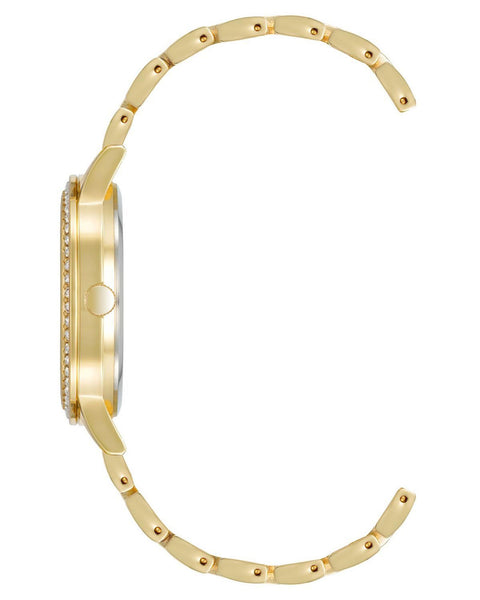 Gold Fashion Analog Watch with Rhine Stone Facing One Size Women