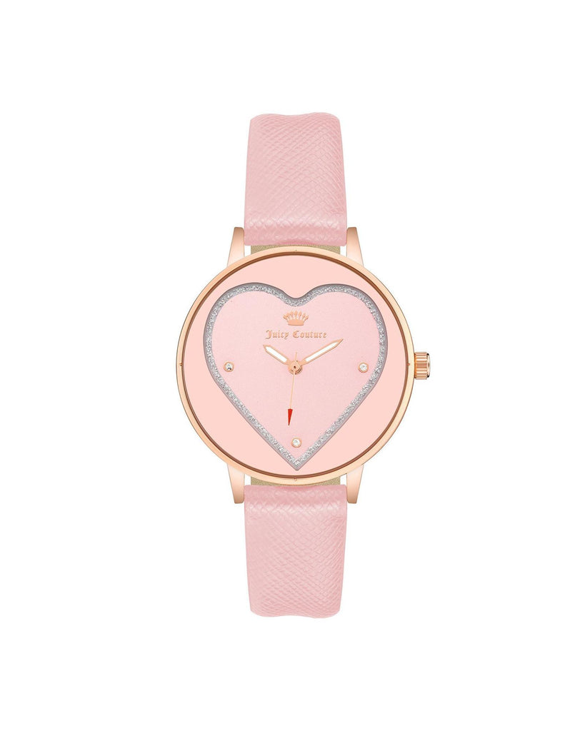 Rose Gold Rhinestone Fashion Watch with Leatherette Strap One Size Women