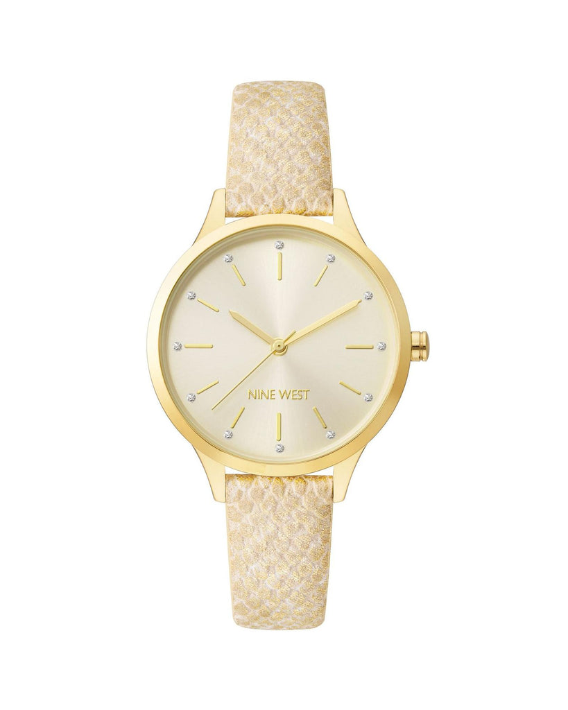 Gold Rhinestone Fashion Watch with Quartz Movement One Size Women