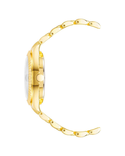 Gold Fashion Watch with Analog Display and Day/Date Functions One Size Women