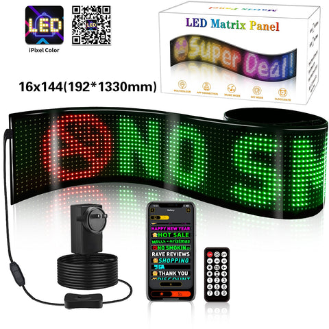 Programmable LED Matrix Panel Flexible Screen IP65 with APP Control 192*1330mm