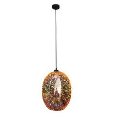 Moravian Glass Oval Pendant Light - Chrome