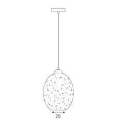 Moravian Glass Oval Pendant Light - Chrome