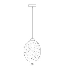 Moravian Glass Oval Pendant Light - Copper