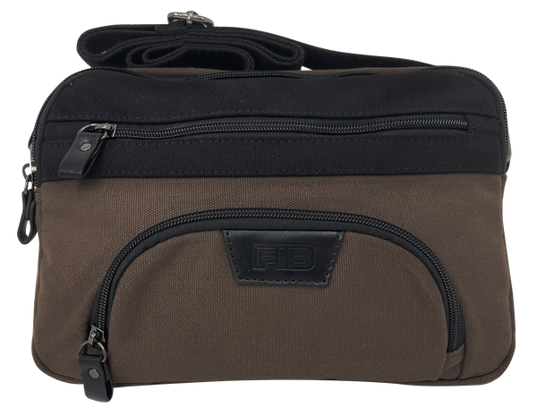 FIB Byron East West Sling Shoulder Bag Travel Adjustable Strap - Brown
