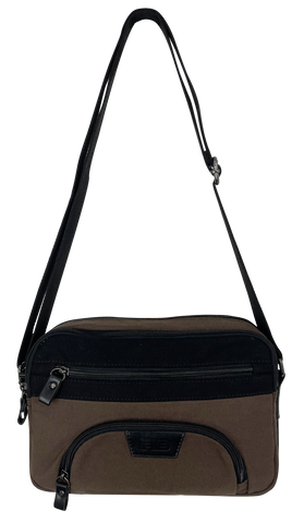 FIB Byron East West Sling Shoulder Bag Travel Adjustable Strap - Brown
