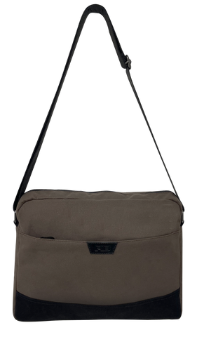 FIB Byron Canvas Laptop Messenger Bag Travel Shoulder Sling - Brown