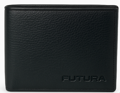 Futura Mens RFID Protected Slim Genuine Leather Wallet - Black