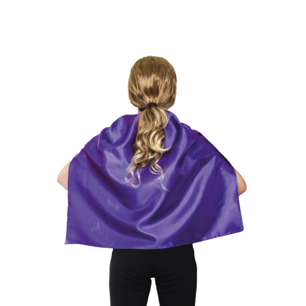 SHORT CAPE Kids Childrens Party Costume Vampire Coat School Team Colours - Purple