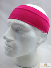 PLAIN HEADBAND Elastic Stretch Sports Yoga Hair Band Unisex 8cm Wide Wrap - Hot Pink