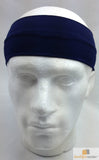 PLAIN HEADBAND Elastic Stretch Sports Yoga Hair Band Unisex 8cm Wide - Navy Blue