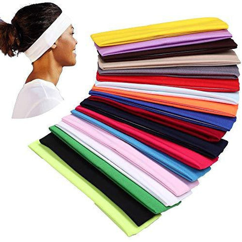 PLAIN HEADBAND Elastic Stretch Sports Yoga Hair Band Unisex 8cm Wide - Navy Blue