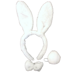 2pc Set Animal Headband w Bow Tail Rabbit + Zebra Ears Costume Halloween Party