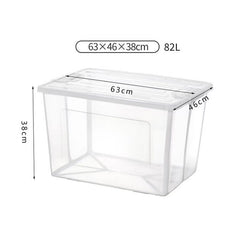 2x 82 Litre Modular Clear Foldable Storage Box with Lid Plastic Tub Collapsible
