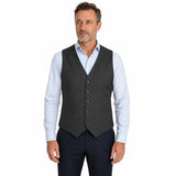 Mens Peaked Vest Waistcoat w/ Knitted Back Suit Formal Wedding Dress Up - Charcoal