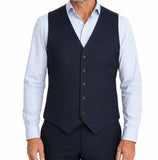 Mens Peaked Vest Waistcoat w/ Knitted Back Suit Formal Wedding Dress Up - Navy