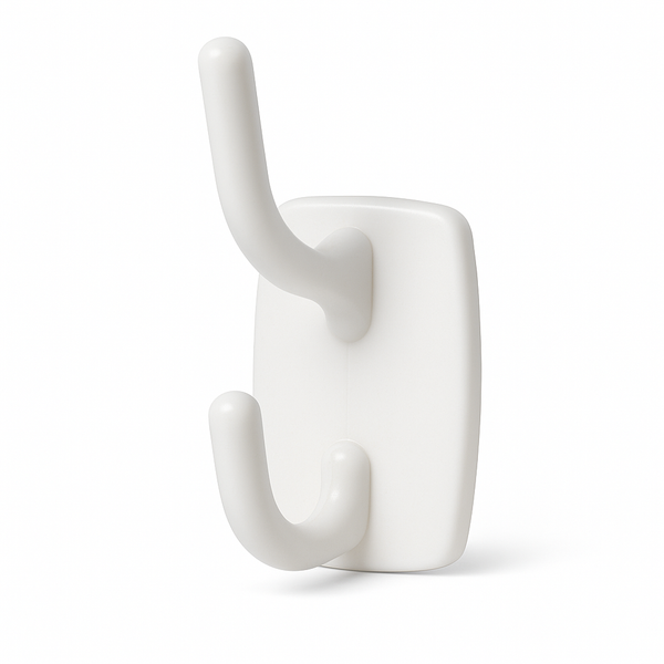 6x Deco Self-Adhesive Double Hooks in White – 2.3kg Weight Capacity per Hook