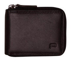 Futura Mens RFID Protected Genuine Leather Wallet Zip Around - Brown