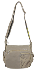 FIB Mens Flapover Shoulder Bag Cross Body Travel Satchel Shoulder Strap - Sand