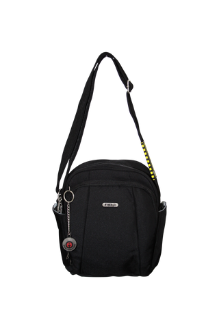 FIB Mens Tablet Crossover Bag Shoulder Strap Travel Wallet - Black
