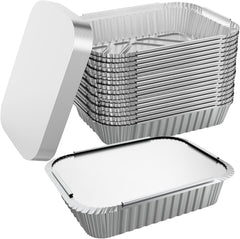 144x Aluminium Disposable Foil Food Container Trays Pans w/ Lids Covers Bulk 20x11x5cm