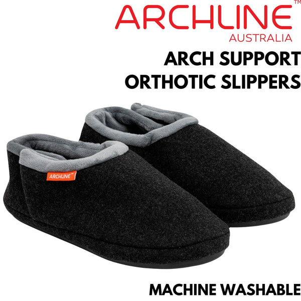 ARCHLINE Orthotic Slippers CLOSED Arch Scuffs Orthopedic Moccasins Shoes in Charcoal Marle - EUR 37