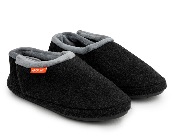 ARCHLINE Orthotic Slippers CLOSED Arch Scuffs Orthopedic Moccasins Shoes in Charcoal Marle - EUR 38