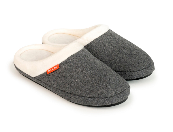 ARCHLINE Orthotic Slippers Slip On Arch Scuffs Orthopedic Moccasins in Grey Marle - EUR 36