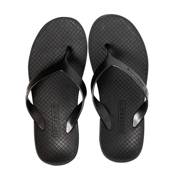 ARCHLINE Orthotic Thongs Arch Support Shoes Footwear Flip Flops Orthopedic - Black/Black - EUR 43