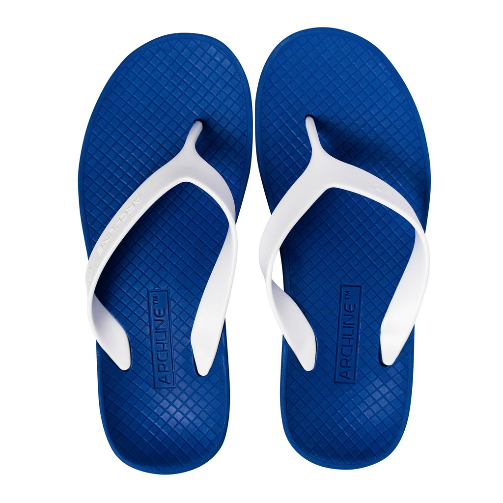 ARCHLINE Orthotic Thongs Arch Support Shoes Footwear Flip Flops Orthopedic - Blue/White  - EUR 45