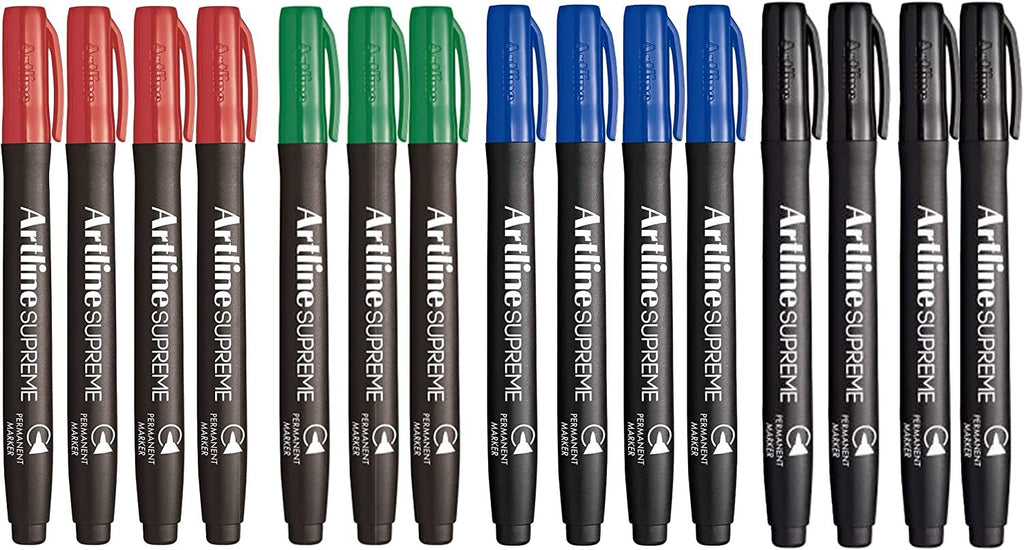Artline Supreme Permanent Markers - Assorted Colours 15 pack