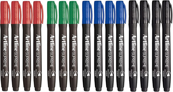 Artline Supreme Permanent Markers - Assorted Colours 15 pack