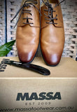 Massa Ascoli Leather Derby Dress Lace Up Shoes Wedding Business Formal in Tan - UK 11