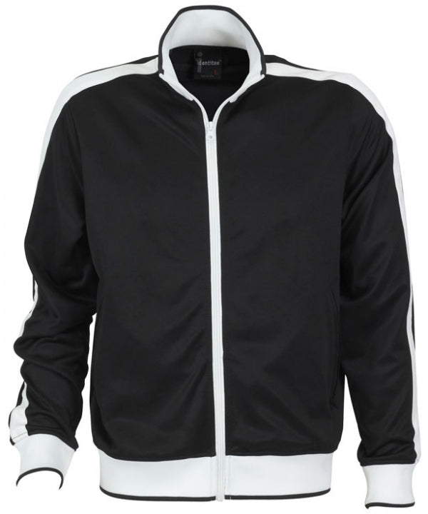 Identitee Mens Varsity Track Jacket Warm Winter Tracksuit Top Zip - Black/White - 3XL