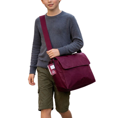 Leuts Tote Shoulder Bag Nylon Waterproof School Library Books Messenger - Maroon