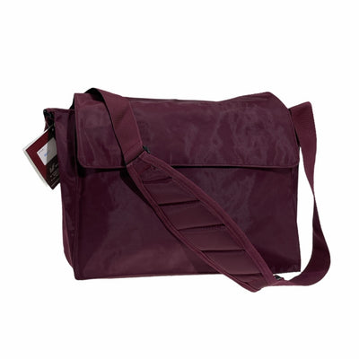 Leuts Tote Shoulder Bag Nylon Waterproof School Library Books Messenger - Maroon