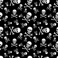 BANDANA Paisley 100% COTTON Head Wrap Durag Bandanna Summer Biker Scarf Mask - Black with White Skulls