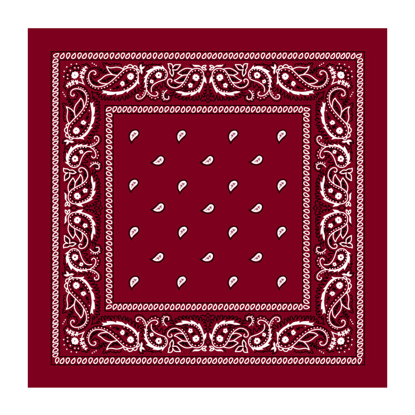 BANDANA Paisley 100% COTTON Head Wrap Durag Bandanna Summer Biker Scarf Mask - Burgundy