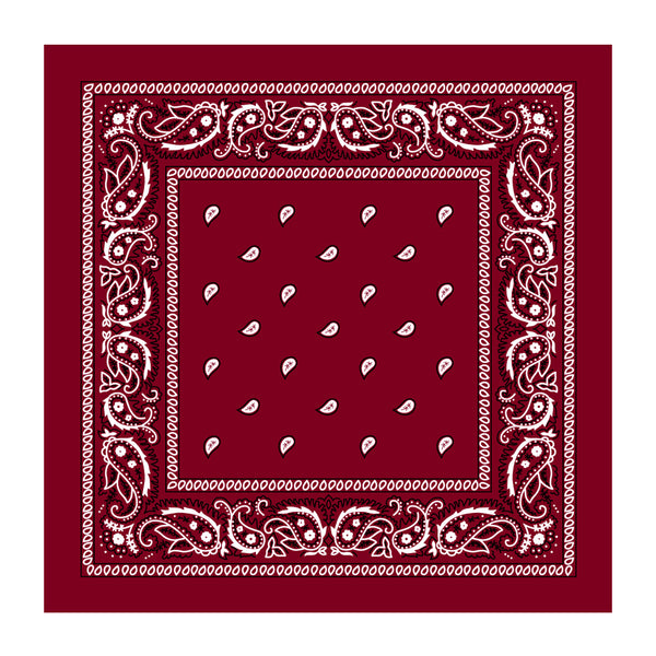BANDANA Paisley 100% COTTON Head Wrap Durag Bandanna Summer Biker Scarf Mask - Burgundy