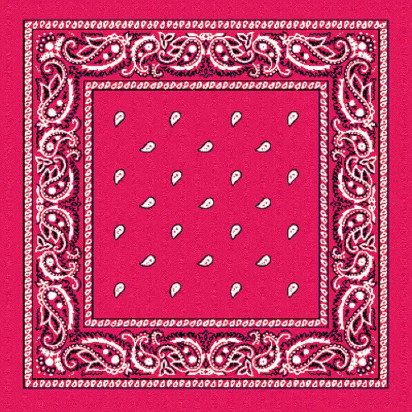 BANDANA Paisley 100% COTTON Head Wrap Durag Bandanna Summer Biker Scarf Mask - Hot Pink