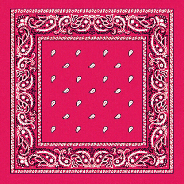 BANDANA Paisley 100% COTTON Head Wrap Durag Bandanna Summer Biker Scarf Mask - Hot Pink