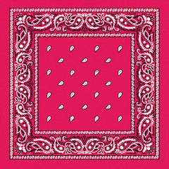 BANDANA Paisley 100% COTTON Head Wrap Durag Bandanna Summer Biker Scarf Mask - Hot Pink