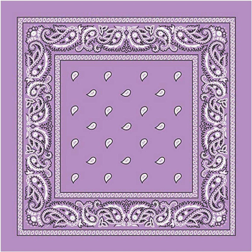 BANDANA Paisley 100% COTTON Head Wrap Durag Bandanna Summer Biker Scarf Mask - Lilac