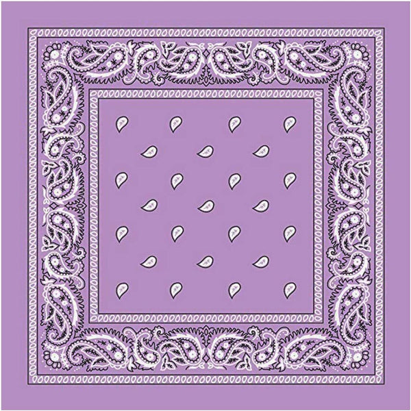 BANDANA Paisley 100% COTTON Head Wrap Durag Bandanna Summer Biker Scarf Mask - Lilac