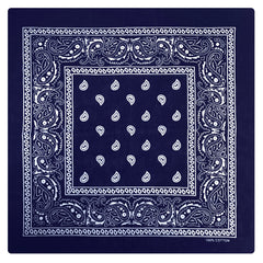 BANDANA Paisley 100% COTTON Head Wrap Durag Bandanna Summer Biker Scarf Mask - Navy Blue